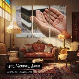 Hands Raised in Prayer at the Kaaba Canvas Wall Art Print