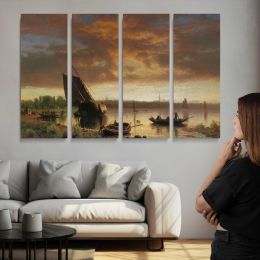 Harbor Scene by Albert Bierstadt Canvas Wall Art Print