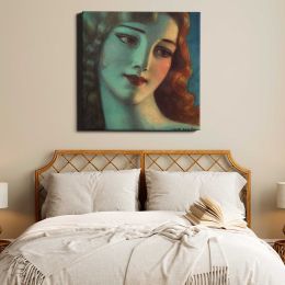 Head of girl with long blonde hair (1923) by Wladyslaw Theodore Benda Square Canvas Wall Art