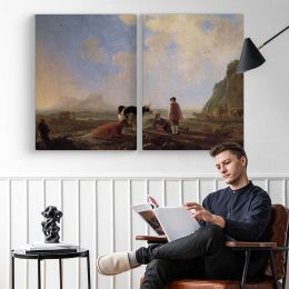 Herdsmen with Cows by Aelbert Cuyp Canvas Wall Art Print