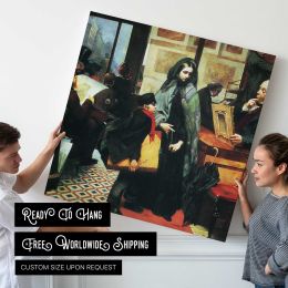 Historic Courtroom Scene Square Canvas Wall Art