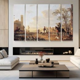 Horse in a River Landscape by Aelbert Cuyp Canvas Wall Art Print