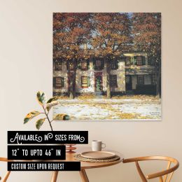 House in Winter Square Canvas Wall Art