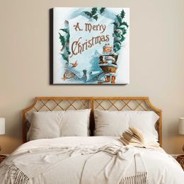 Illustration of Santa Clause and Christmas Motifs (1900) by Frank Buttolph Square Canvas Wall Art