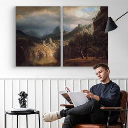 In Western Mountains by Albert Bierstadt Canvas Wall Art Print