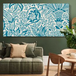 Indian Floral Pattern in Blue and Cream by William Morris Wall Art Print