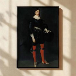James Hamilton Portrait by Daniel Mytens - Elegant Attire with Red Stockings and Collar 