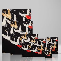 Japanese Flying Cranes - Kimono-Inspired Gold and White Bird Pattern
