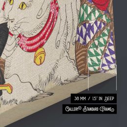 Japanese Woman and Cat Art Face Detail , Vintage Illustration by Yoshitoshi Canvas Wall Art Print