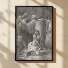 Jesus Is Scourged - Passion Scene Engraving by Gustave Dore 