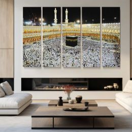 Kaaba and Minarets at Night Canvas Wall Art Print