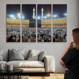 Kaaba and the Grand Mosque at Night Canvas Wall Art Print