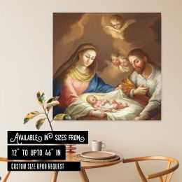La Natividad (1799), vintage illustration by Jose Campeche y Jordan Square Canvas Wall Art
