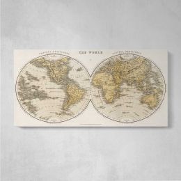 La Perouse Voyages World Map - Twin Hemispheres Wall Art