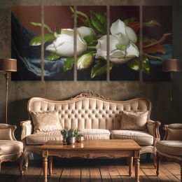 Magnolias on Light Blue Velvet Cloth by Martin Johnson Heade Wall Art Print