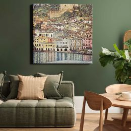 Malcesine am Gardasee (1913) famous painting Gustav Klimt Square Canvas Wall Art