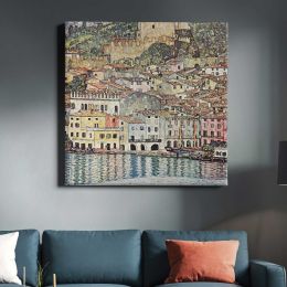 Malcesine am Gardasee (1913) famous painting Gustav Klimt Square Canvas Wall Art