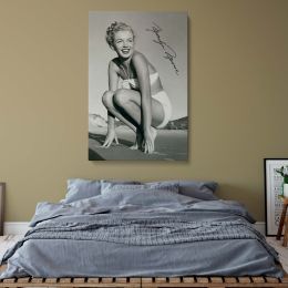 Marilyn Monroe Bikini Pose - Iconic Model at Beach Vintage Canvas Wall Print 