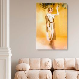 Marilyn Monroe in Beige Draped Dress - Elegant Fashion Portrait Canvas 