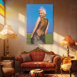 Marilyn Monroe in Sheer Black Gown - Elegant Fashion Pose Wall Art 