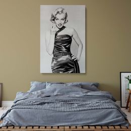 Marilyn Monroe Satin Gown Pose - Black and White Vintage Actress Print 