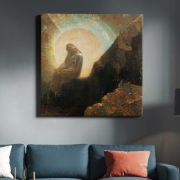 Melancholy (1876) by Odilon Redon Square Canvas Wall Art