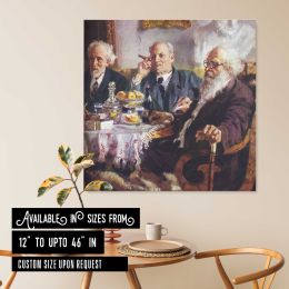 Men Taking Tea Square Canvas Wall Art
