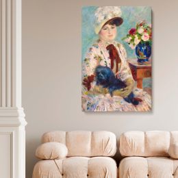Mlle Charlotte Berthier with Dog - Elegant Portrait by Pierre-Auguste Renoir 1883 