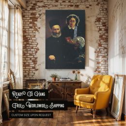 Monsieur and Madame Manet by Edouard Manet - Basket of Flowers and Dark Interior 