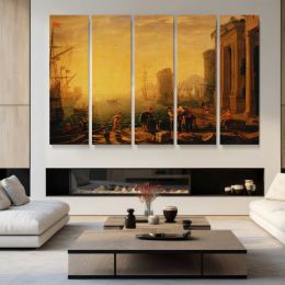 Morning in the Harbour by Claude (le Lorrain) Gellee Canvas Wall Art Print