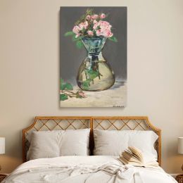 Moss Roses in a Vase - Pink Floral Still Life by Edouard Manet 
