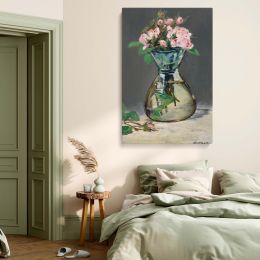 Moss Roses in a Vase - Pink Floral Still Life by Edouard Manet 