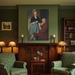 Mr and Mrs William Lindow by George Romney - Elegant Couple in Garden Setting 
