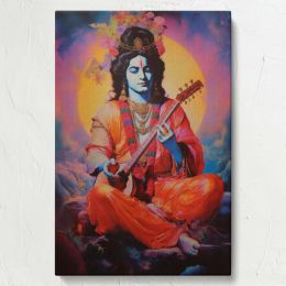 Narada with Veena - Seated in Meditation with Garland