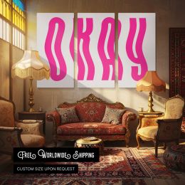 Okay Pink Typography Canvas Wall Art Print