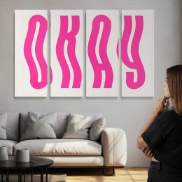 Okay Pink Typography Canvas Wall Art Print