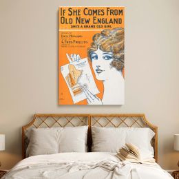 Old New England Girl - Patriotic Americana Style Poster (1914) By Richard Howard 