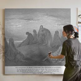 OT-061 Israelite Women Mourn with Jephthah's Daughter Square Canvas Wall Art