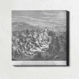 OT-098 The Israelites Slaughter the Syrians Square Canvas Wall Art