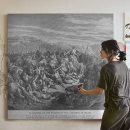 OT-098 The Israelites Slaughter the Syrians Square Canvas Wall Art