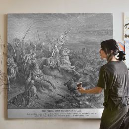 OT-159 The Angel Is Sent to Deliver Israel Square Canvas Wall Art