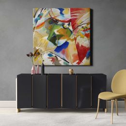 Painting with Green Center (1913) high resolution art by Wassily Kandinsky Square Canvas Wall Art