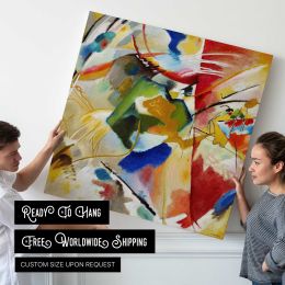 Painting with Green Center (1913) high resolution art by Wassily Kandinsky Square Canvas Wall Art