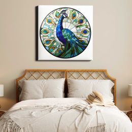 Peacock nature shape glass Square Canvas Wall Art