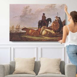 Peasants with Four Cows by Aelbert Cuyp Canvas Wall Art Print