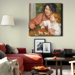 Pierre-Auguste Renoir's Child with Toys , Gabrielle and the Artist's Son, Jean (1895-1896) painting in high resolution Square Canvas Wall Art