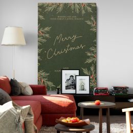Pine and Holly - Christmas Card with Berries and Leaves