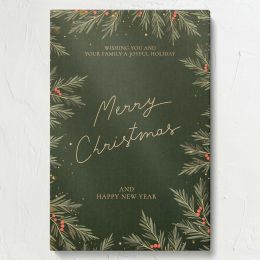 Pine and Holly - Christmas Card with Berries and Leaves
