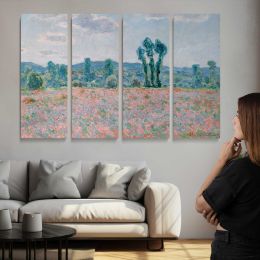 Poppy Field by Claude Monet Canvas Wall Art Print