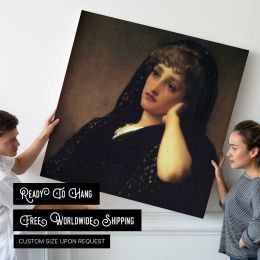 Portrait of a Young Woman by Frederic Leighton Square Canvas Wall Art